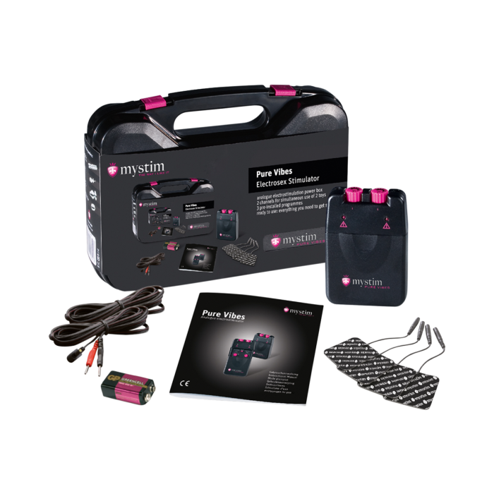 Discover electrostimulation with the Mystim Pure Vibes e stim power box and electro sex toys for wild play