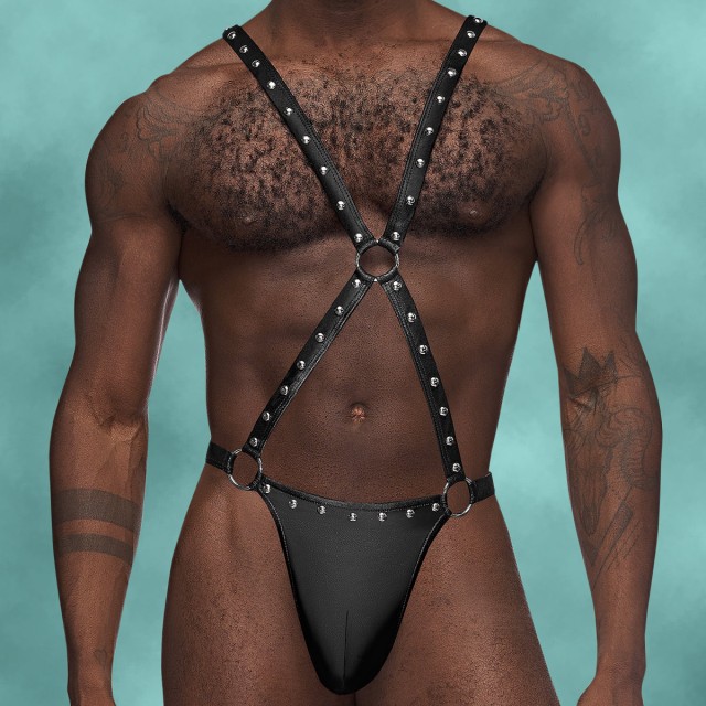 Male Power Fetish Warrior Men's Strappy Harness Bodysuit