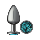 Cheeky Charms Metal Butt Plug - Gunmetal Round Teal Large