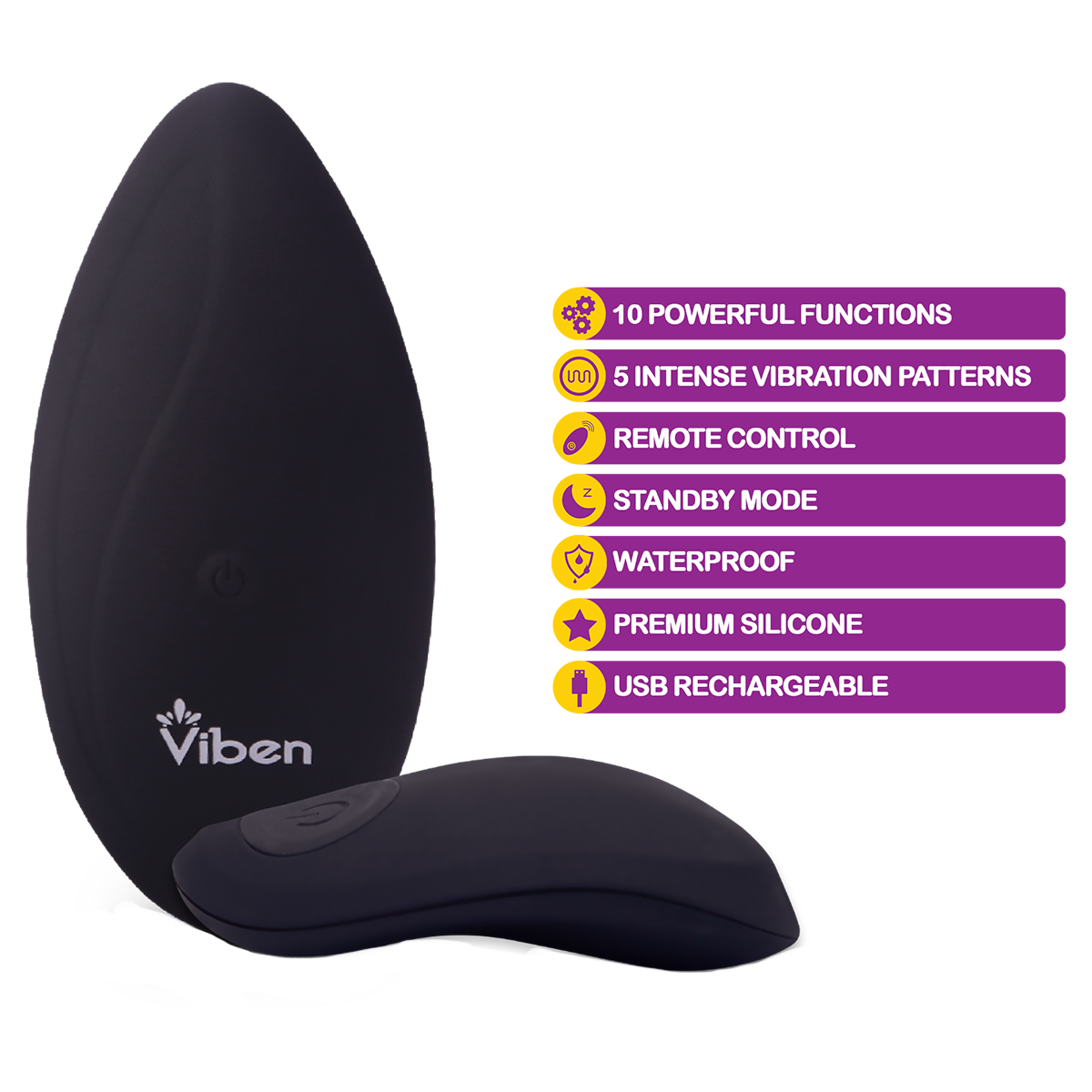 Viben Racy Wearable Panty Vibrator - Black