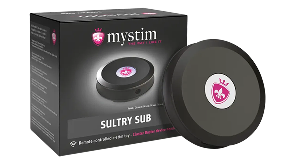 Experience kinky adult toys with the Mystim Sultry Sub and Cluster Buster e stim power box for electro sex play.