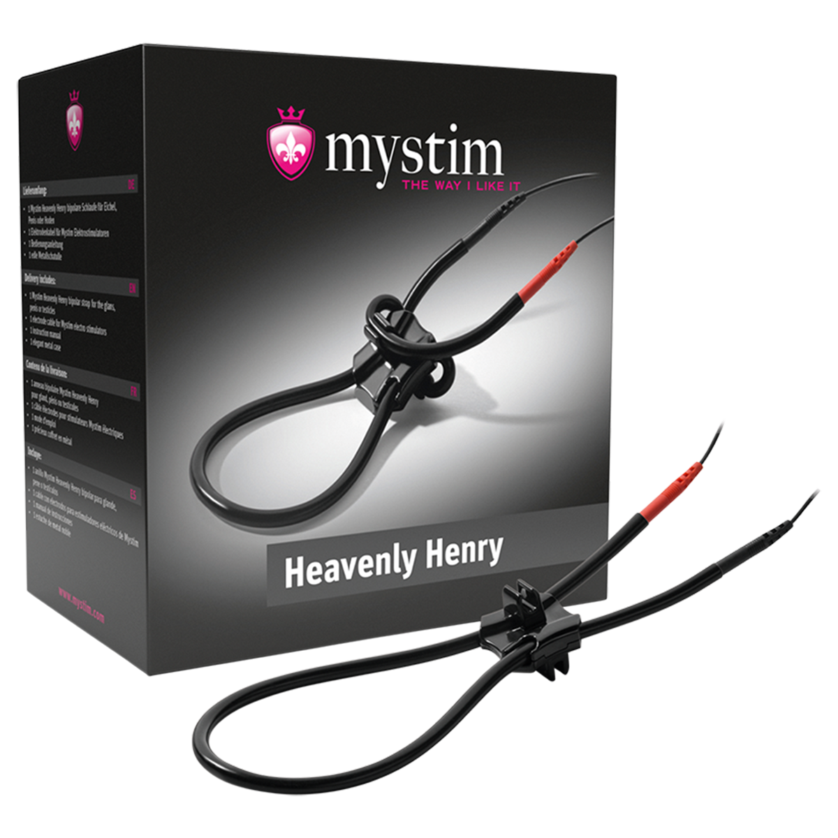 Mystim Heavenly Henry E-Stim Penis & Testicle Strap Packaging