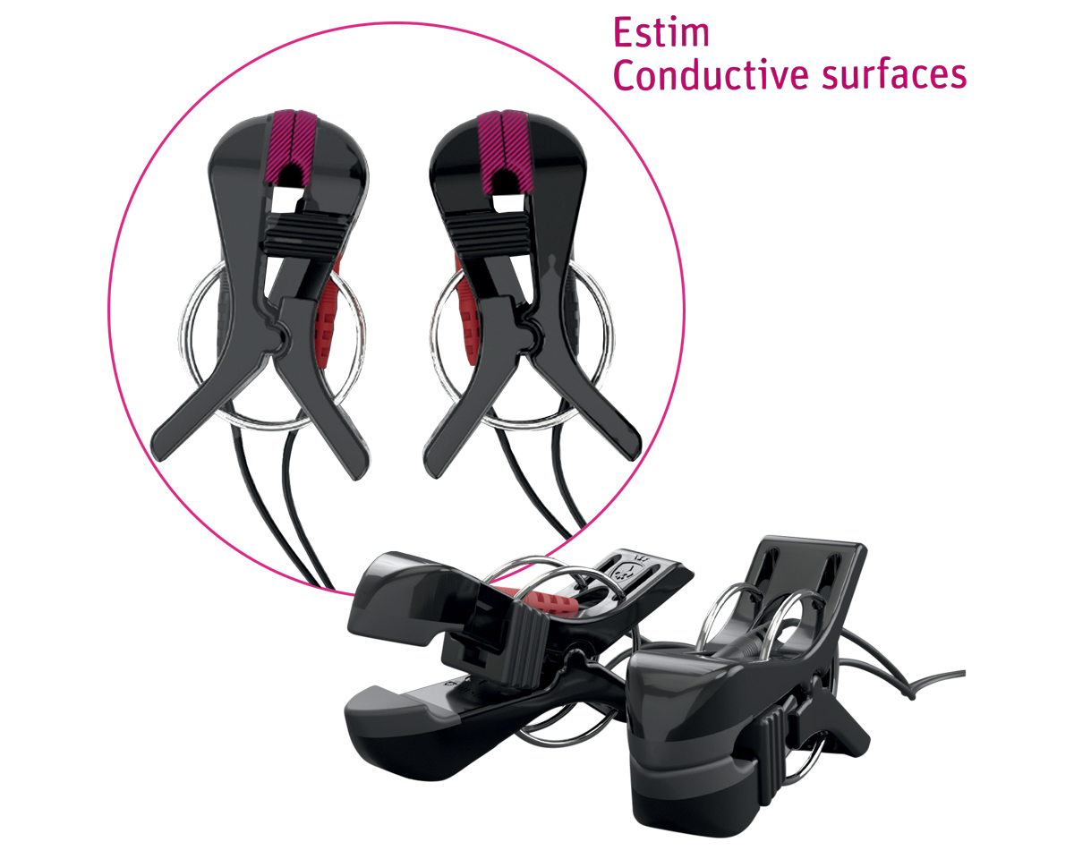 Explore fetish sex toys with these e stim nipple clamps, clit clamp, and labia clamps for electro stimulation fun.