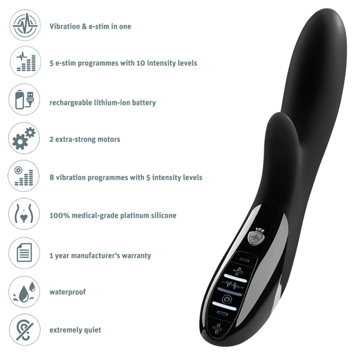 Mystim Daring Danny E-Stim Rabbit Vibrator Features