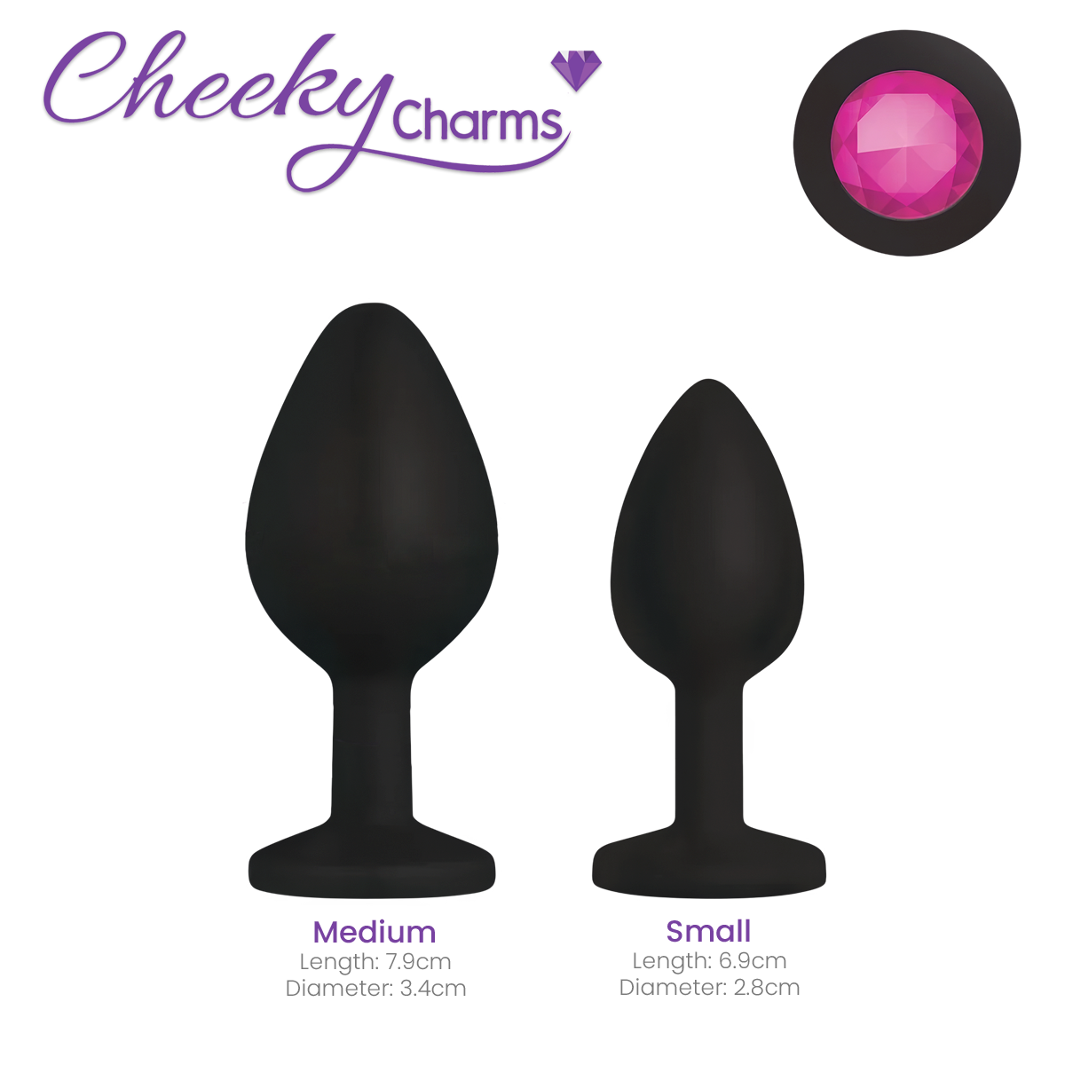 Discover a stylish anal butt plug with a smooth silicone finish and decorative gemstone.