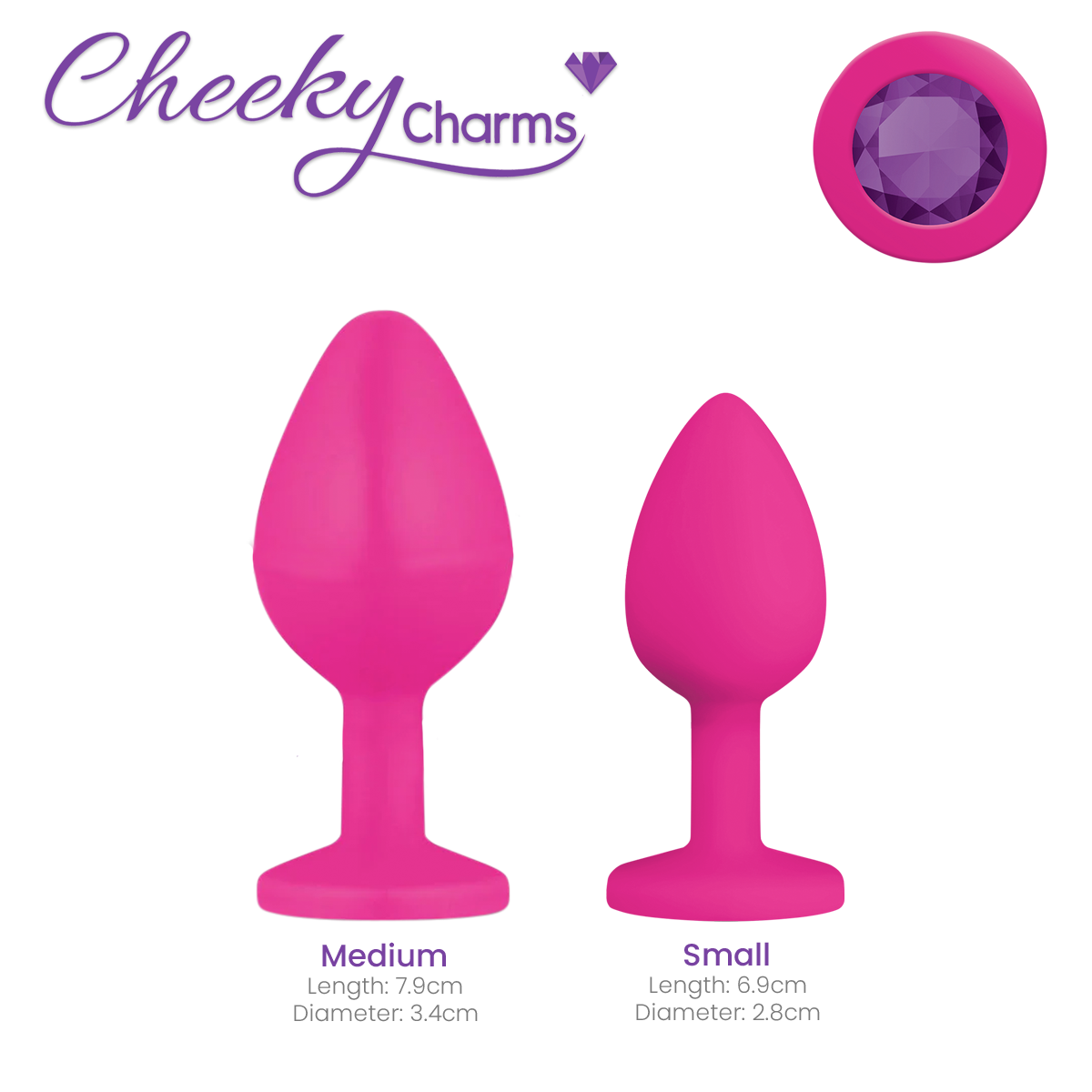 Discover the Gemma beginner butt plug, a pretty pink design with a dazzling purple jewel.