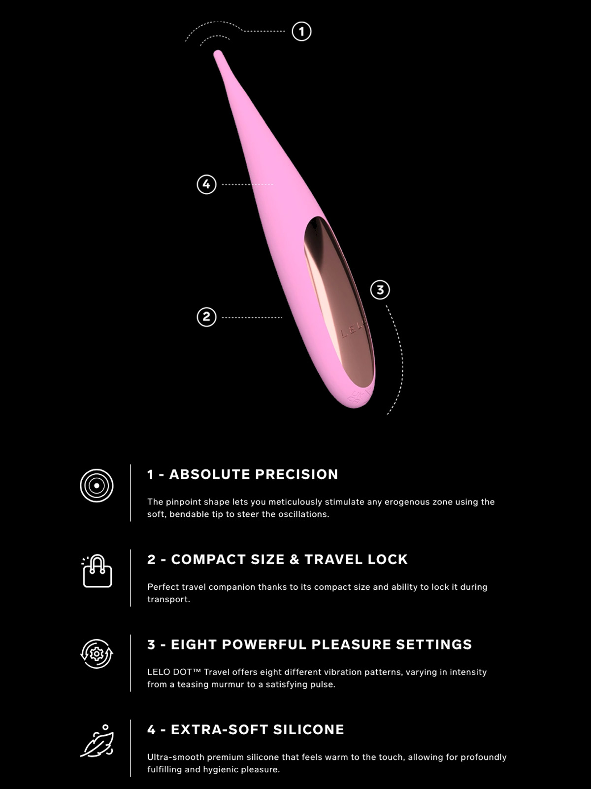 LELO Dot Travel Clit Vibrator Features