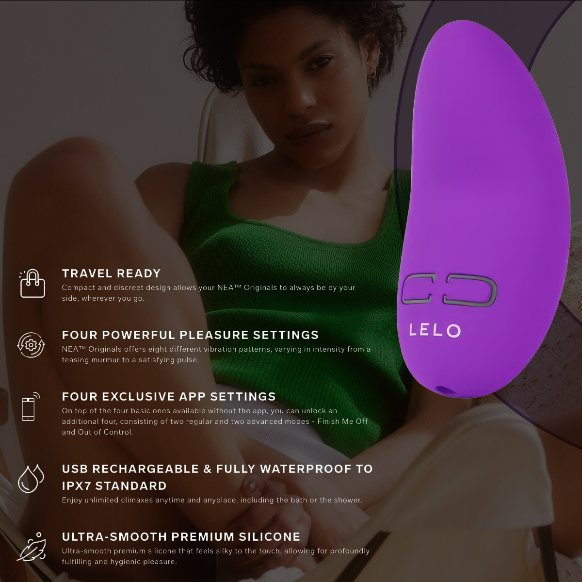 LELO AKO Originals is a clit stimulator and clitoral massager offering powerful clit stimulation on the go.