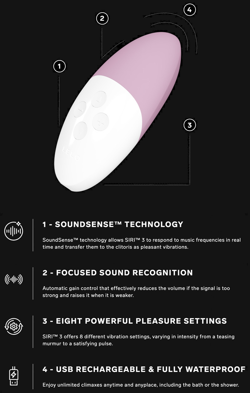 LELO SIRI 3 Sound-Activated Clit Vibrator Features