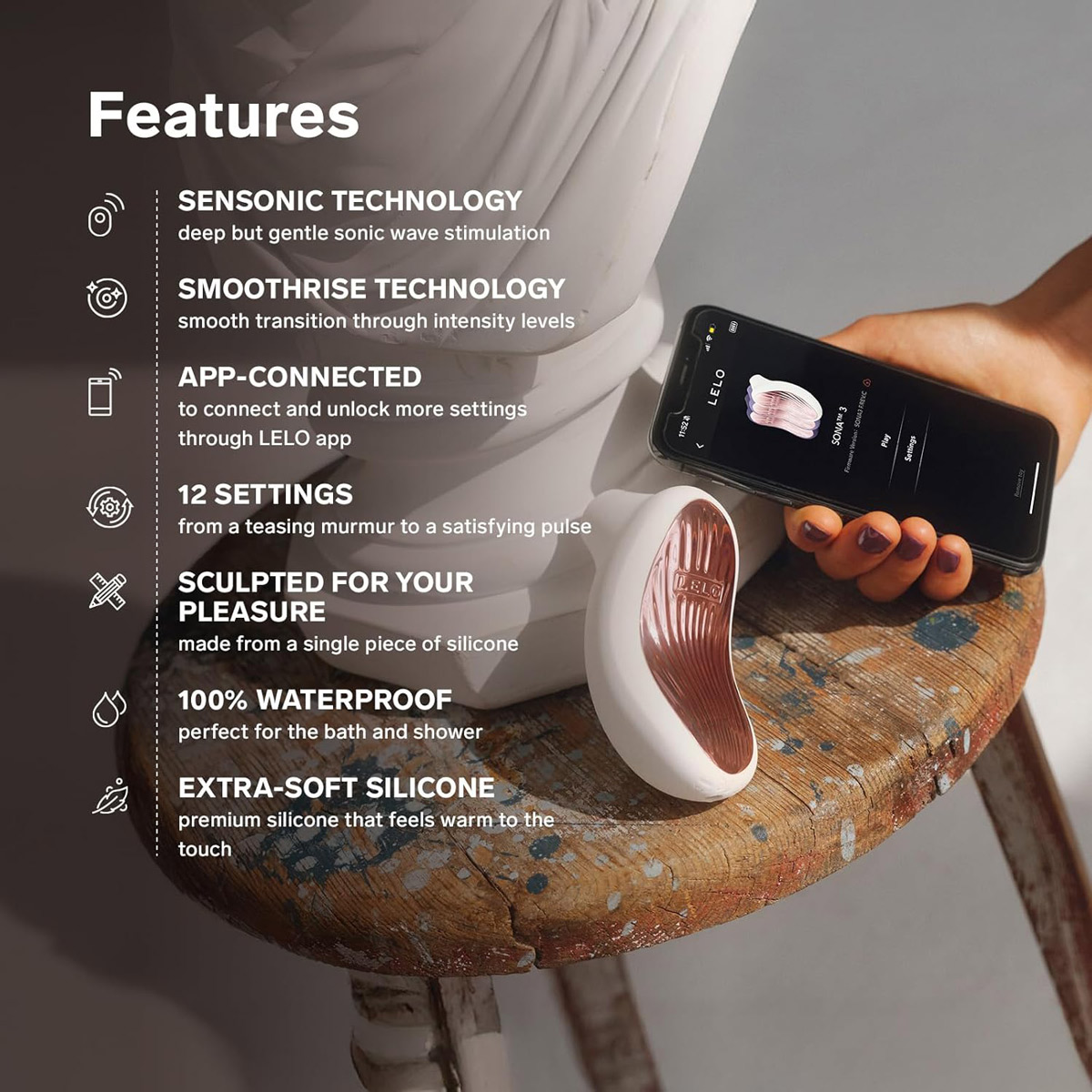 Experience clit stimulation with LELO SONA 3, the air pulse vibrator for intense clitoral stimulation and pleasure.