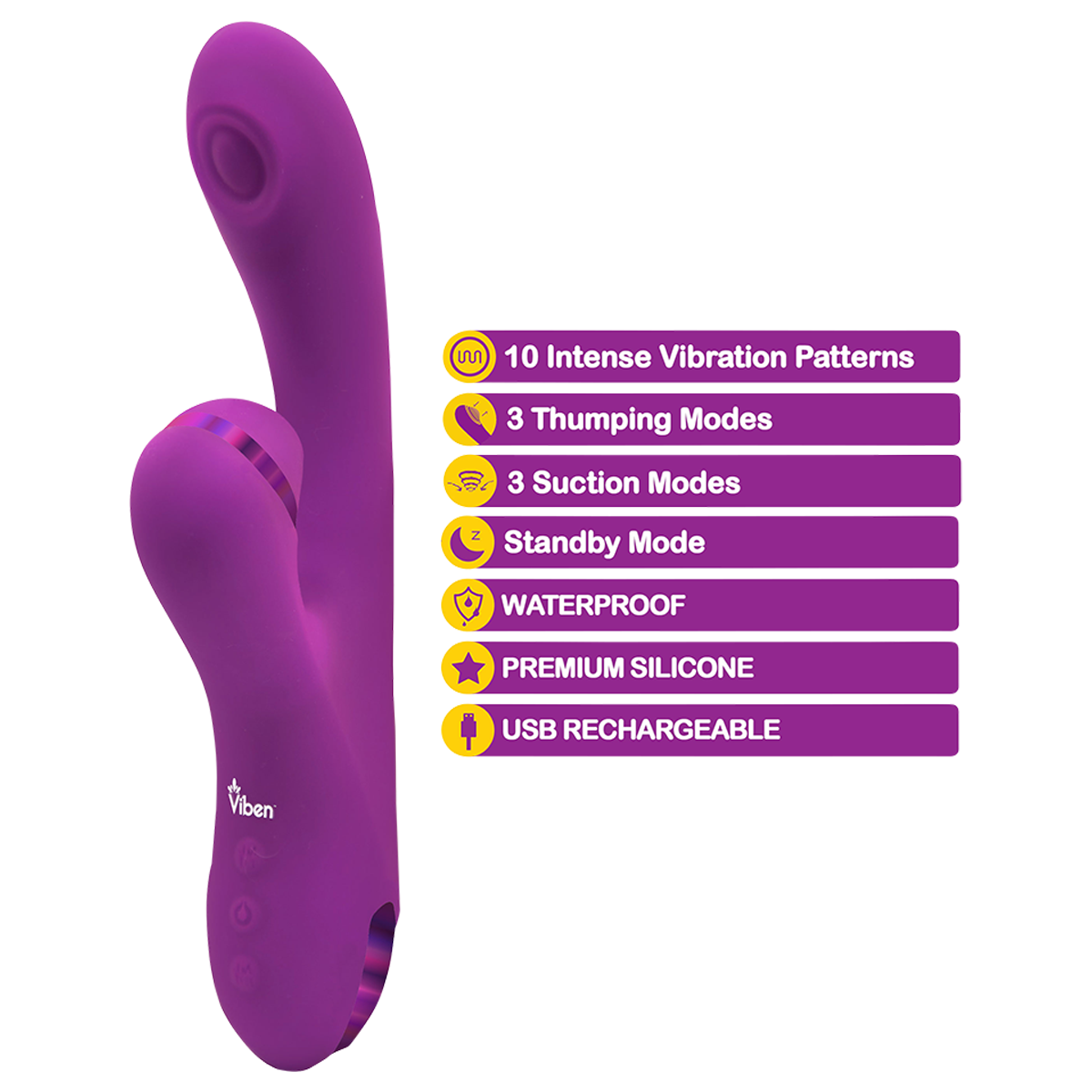 Viben Zazzle Thumping Rabbit Vibrator with Clitoral Suction Features