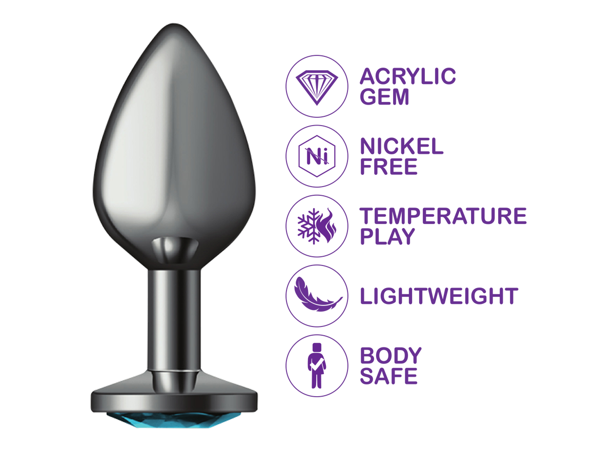 Explore anal toys with this Cheeky Charms Metal Butt Plug, a smooth anal plug, bum plug and buttplug in one.