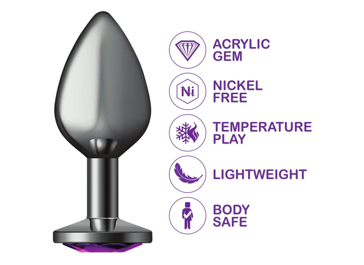 Explore butt plugs and anal penetration toys with this stylish female butt plug, ass plug and jewel butt plug in one.