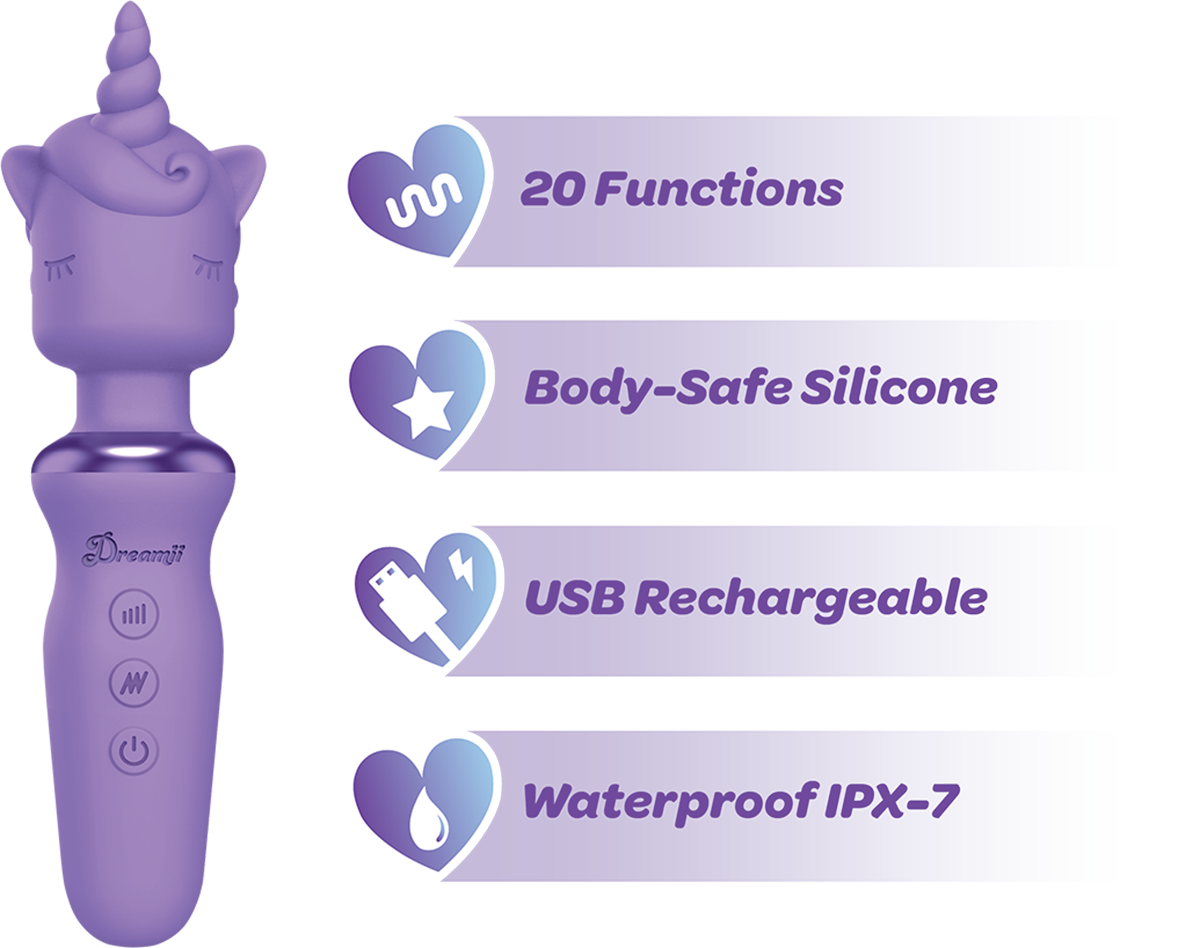 Dreamii Unicorn Wand Vibrator adds magical flair to sex toys for women with its powerful vibrating wand stimulation.