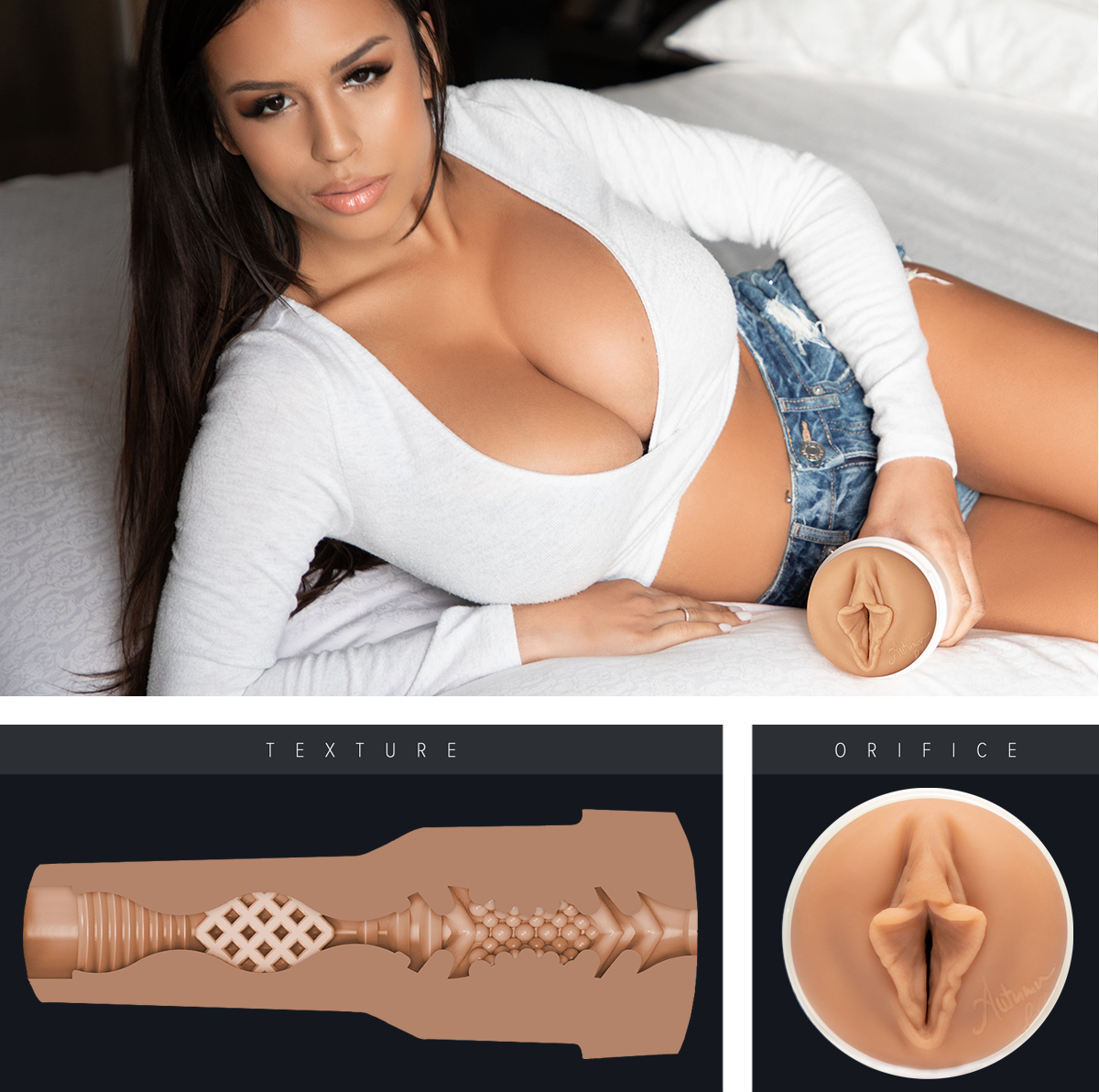 Fleshlight Autumn Falls Cream realistic masturbator with lifelike male stroker sensations.