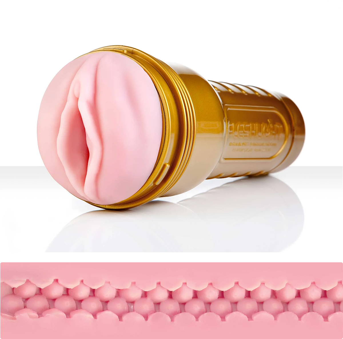 Fleshlight Pink Lady Stamina Training Unit male masturbator designed to help practice control with Fleshlight.