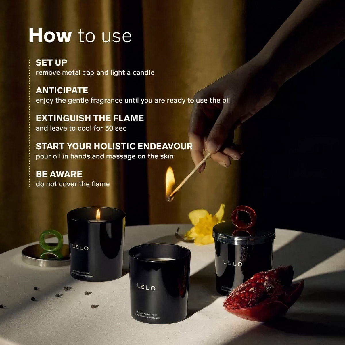 LELO massage candle creates a sensual candle massage experience with luxurious massage oil candle and sex candles in one