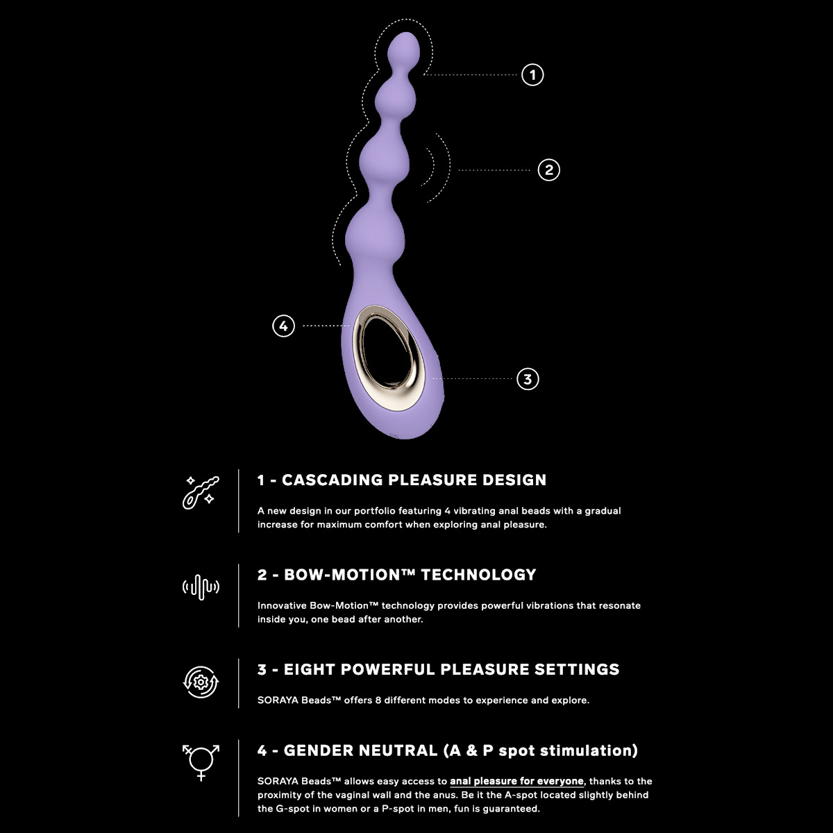 LELO SORAYA Beads - Vibrating Anal Beads Features