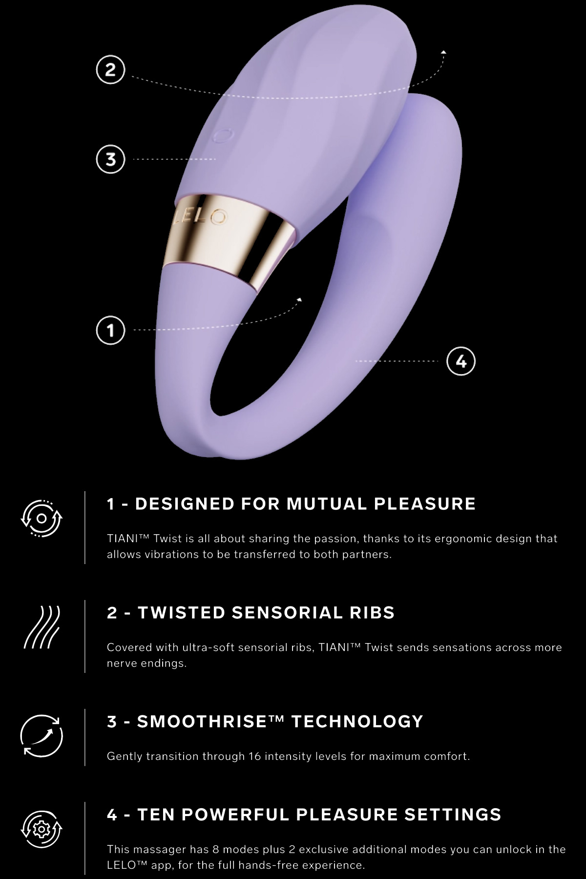 LELO Tiani couples vibrator designed for comfortable shared pleasure.
