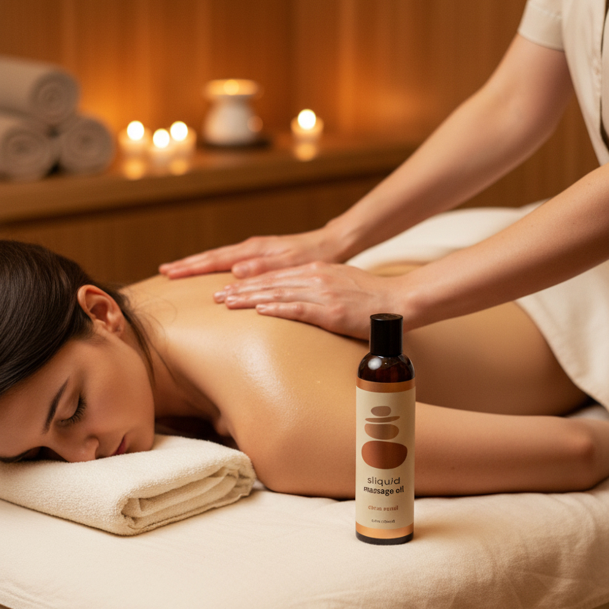 Sliquid massage oil with refreshing Citrus Neroli for smooth, relaxing massage.