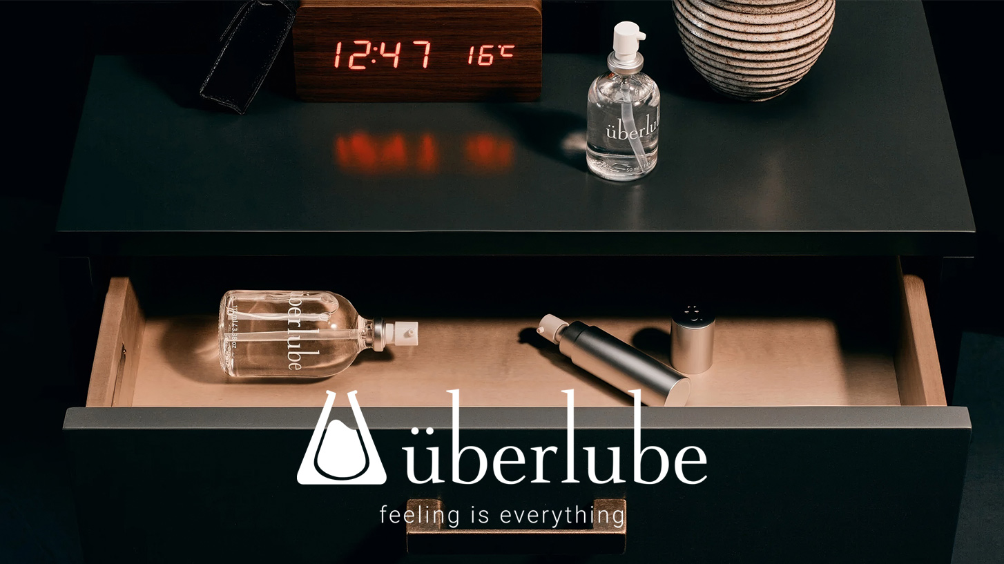 Uberlube silicone lubricant in a signature bottle for smooth and long-lasting comfort.