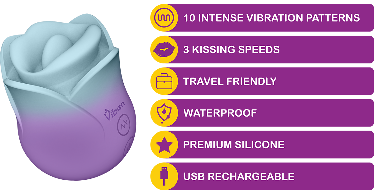 Viben Succubus Tongue Vibrator Rose Toy, a discreet vibrating tongue sex toy for women.